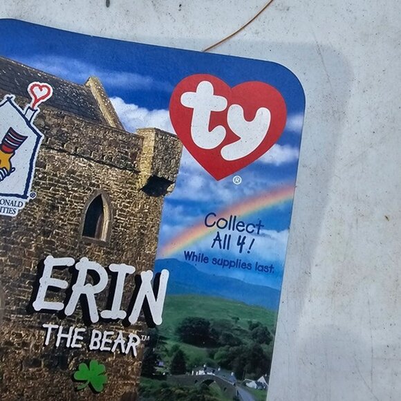 McDonalds 1999 Ty Teenie Beanie Baby Green Shamrock Erin The Bear - Picture 2 of 5